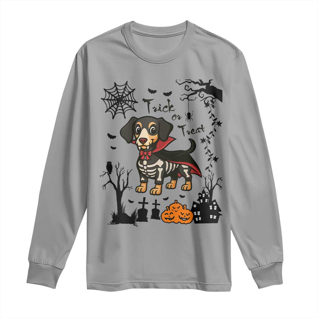 Funny Halloween Gift Long Sleeve Shirt Trick Or Treat With My Dachshund Dracula - Wonder Print Shop