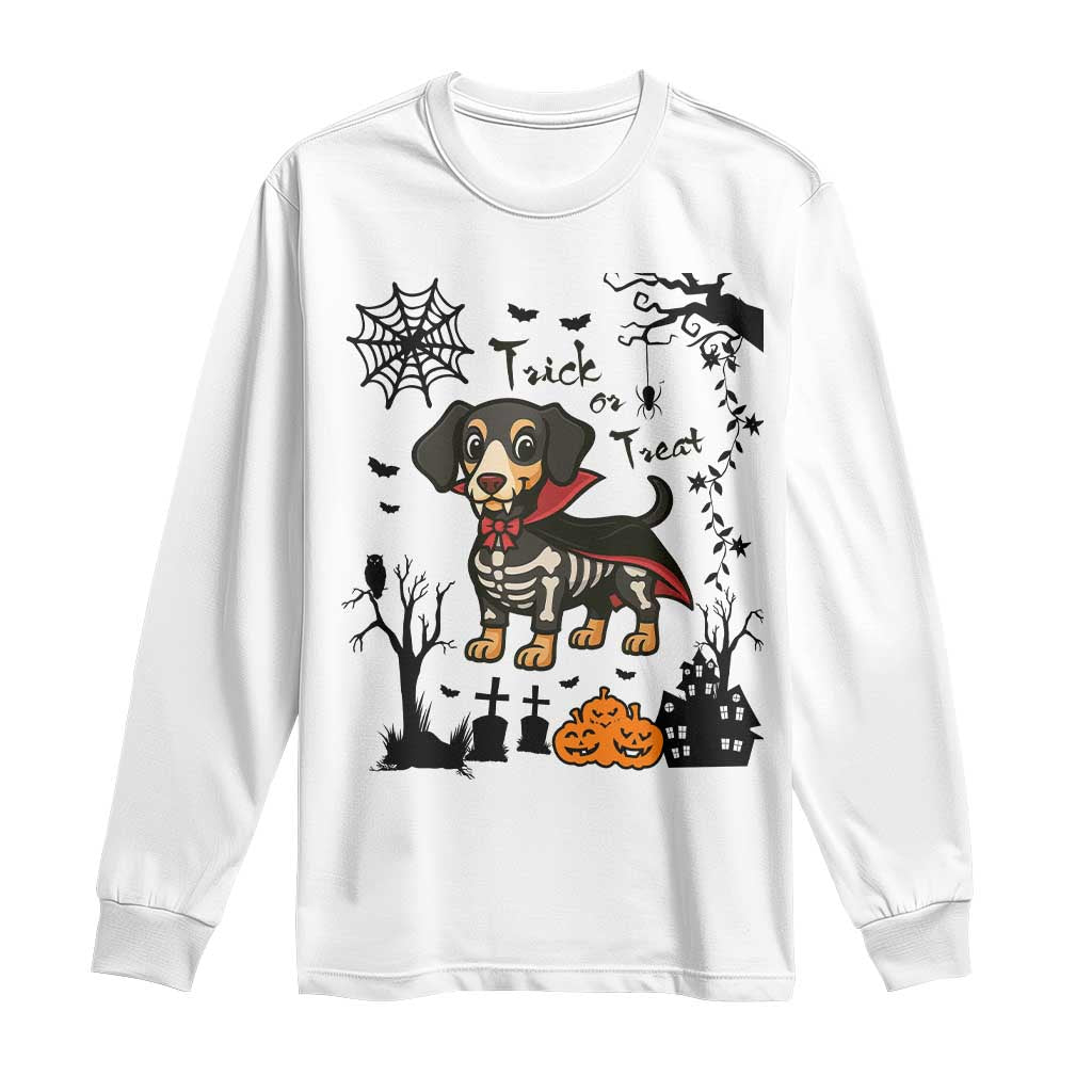 Funny Halloween Gift Long Sleeve Shirt Trick Or Treat With My Dachshund Dracula - Wonder Print Shop