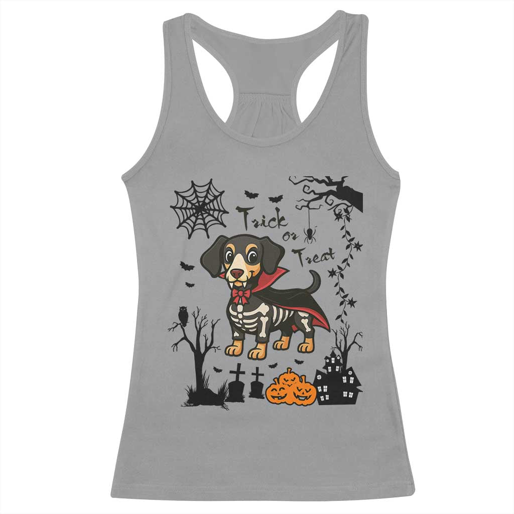 Funny Halloween Gift Racerback Tank Top Trick Or Treat With My Dachshund Dracula - Wonder Print Shop