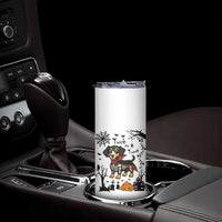 Funny Halloween Gift Skinny Tumbler Trick Or Treat With My Dachshund Dracula