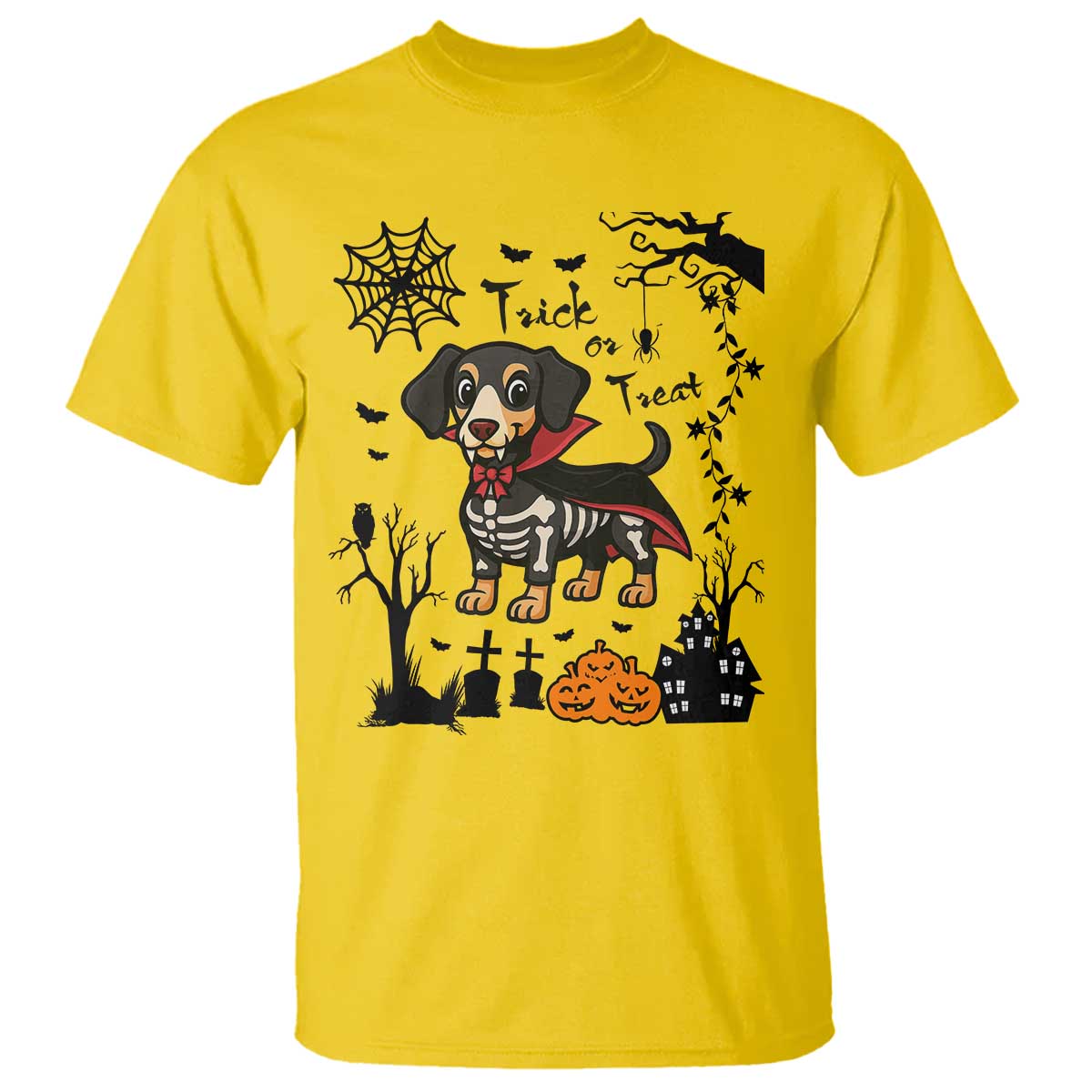 Funny Halloween Gift T Shirt Trick Or Treat With My Dachshund Dracula - Wonder Print Shop