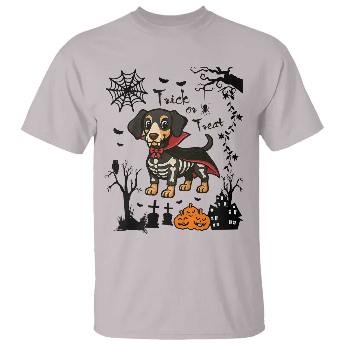 Funny Halloween Gift T Shirt Trick Or Treat With My Dachshund Dracula - Wonder Print Shop