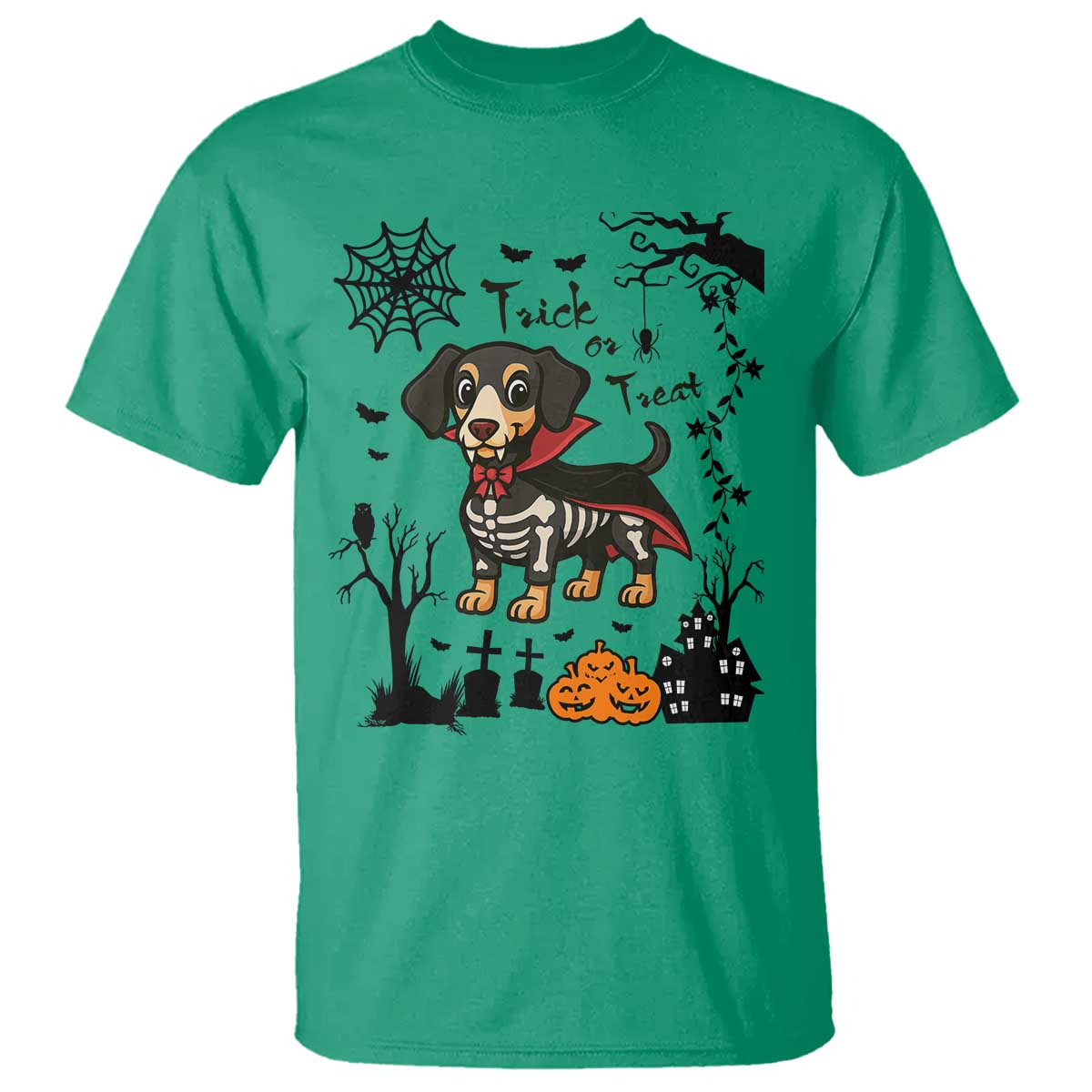 Funny Halloween Gift T Shirt Trick Or Treat With My Dachshund Dracula - Wonder Print Shop