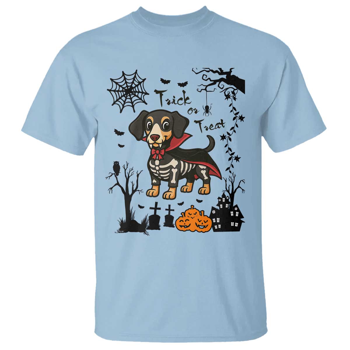 Funny Halloween Gift T Shirt Trick Or Treat With My Dachshund Dracula - Wonder Print Shop