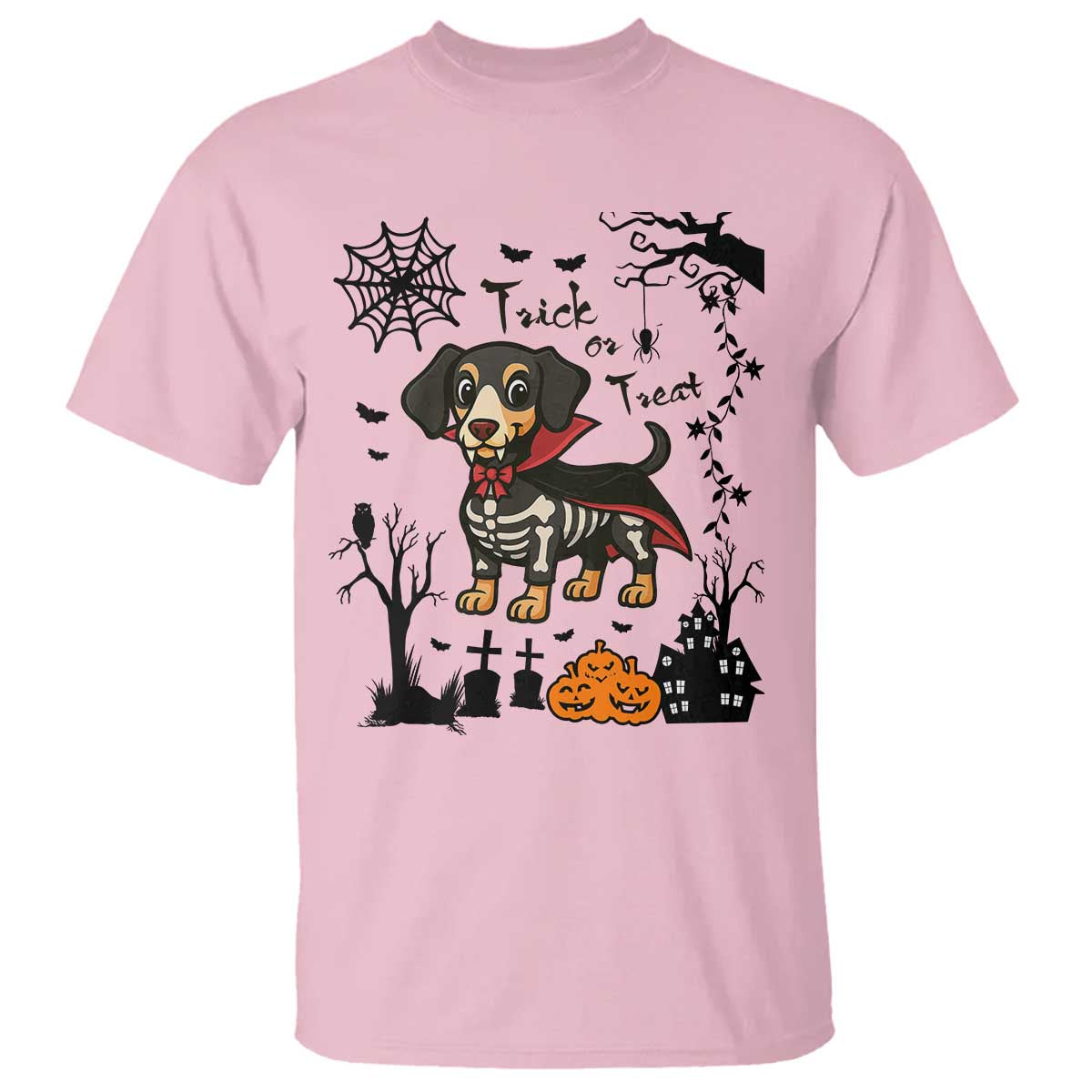 Funny Halloween Gift T Shirt Trick Or Treat With My Dachshund Dracula - Wonder Print Shop