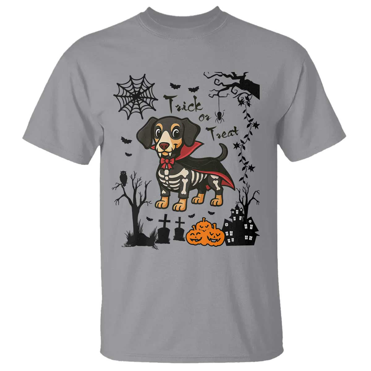 Funny Halloween Gift T Shirt Trick Or Treat With My Dachshund Dracula - Wonder Print Shop