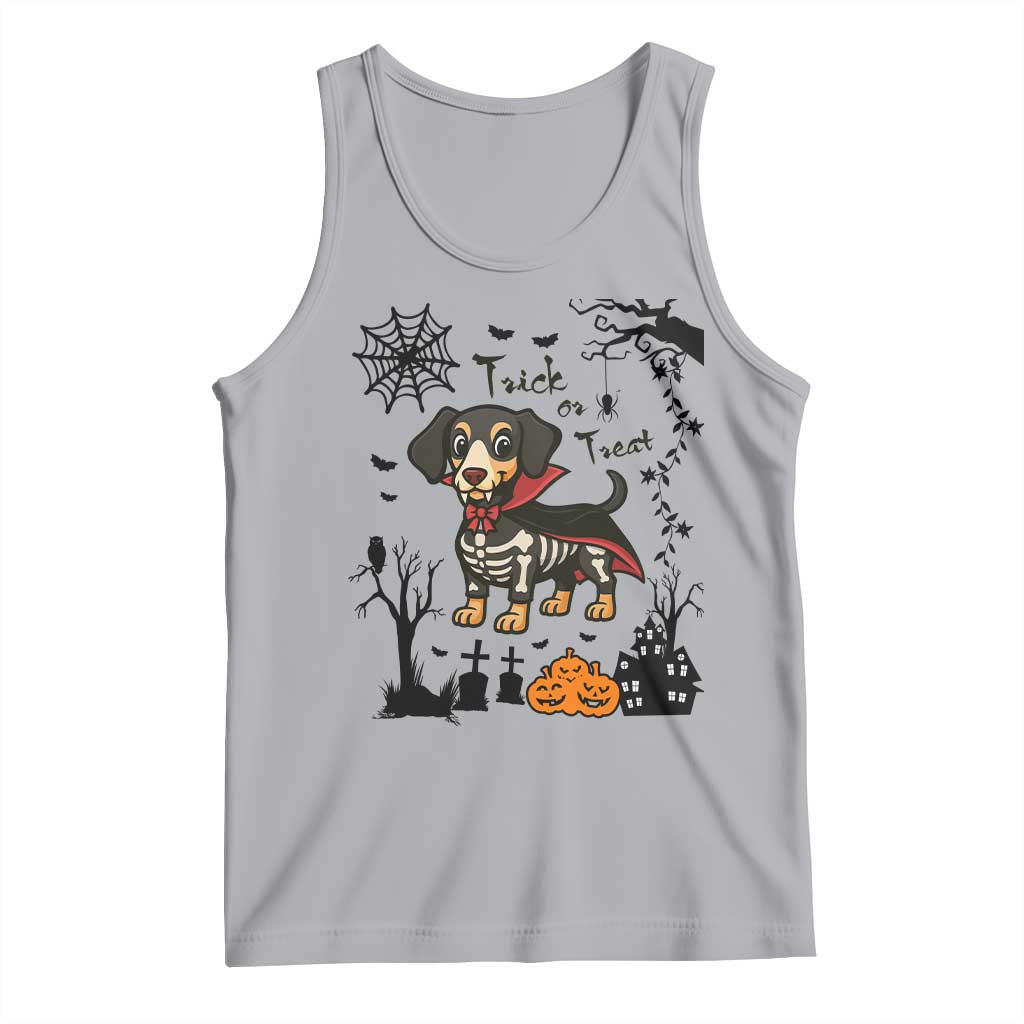 Funny Halloween Gift Tank Top Trick Or Treat With My Dachshund Dracula - Wonder Print Shop