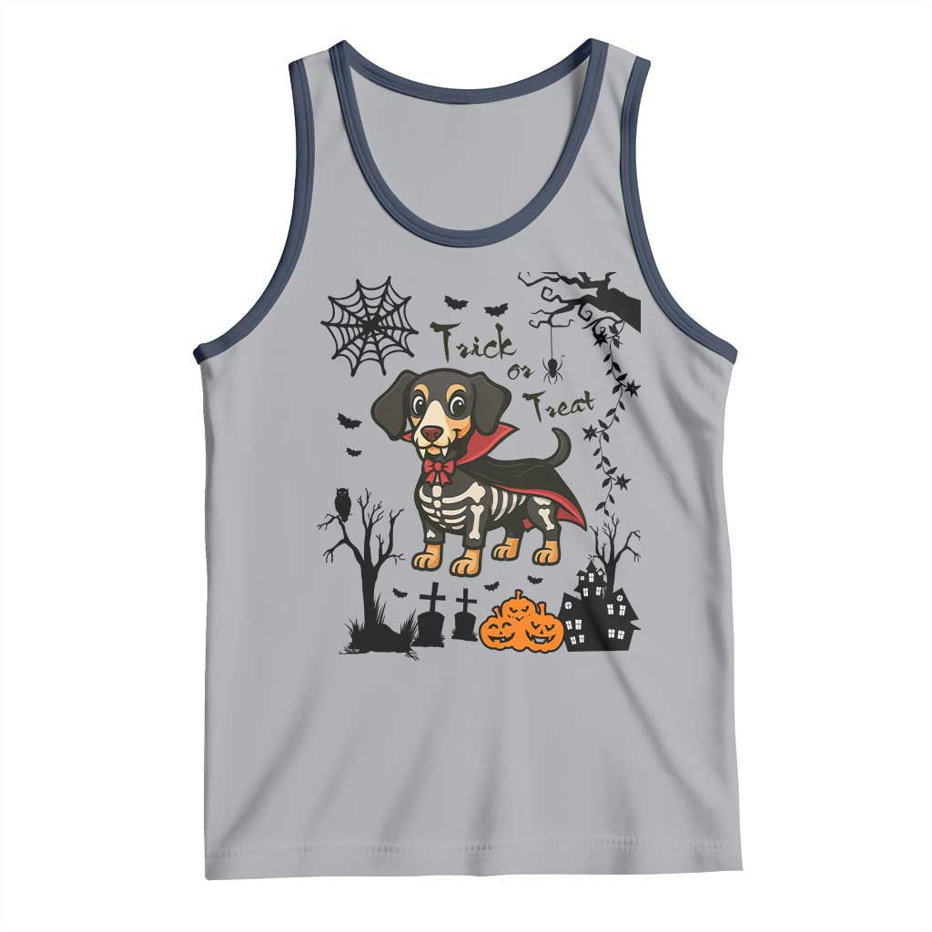 Funny Halloween Gift Tank Top Trick Or Treat With My Dachshund Dracula - Wonder Print Shop