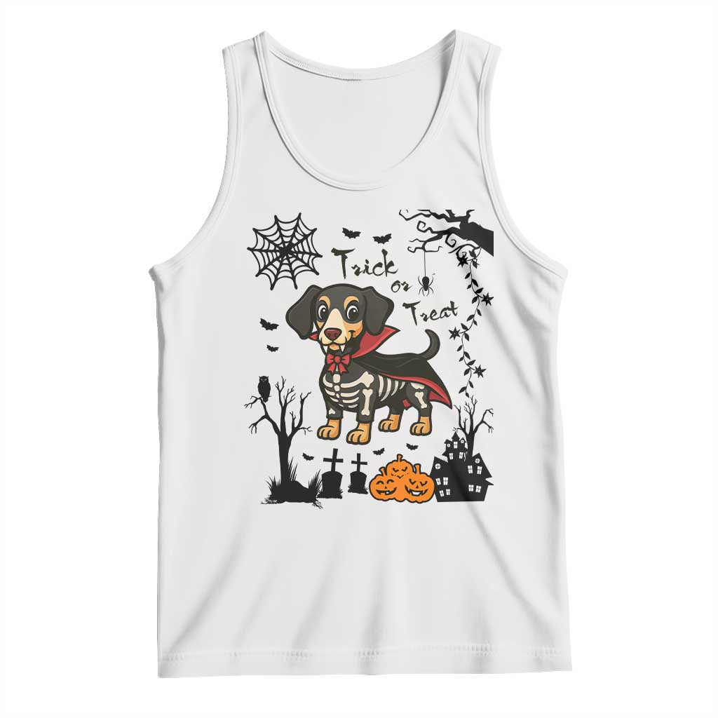 Funny Halloween Gift Tank Top Trick Or Treat With My Dachshund Dracula - Wonder Print Shop