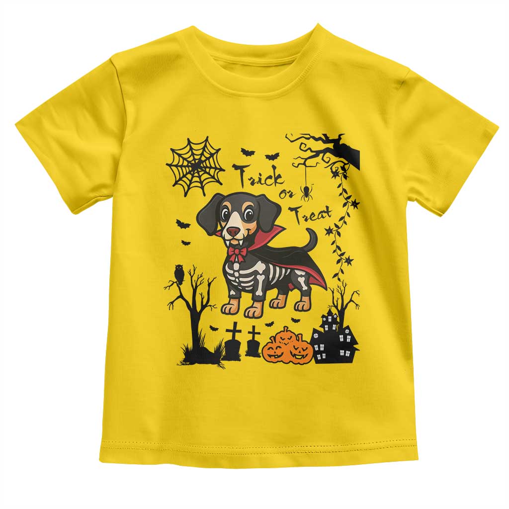 Funny Halloween Gift Toddler T Shirt Trick Or Treat With My Dachshund Dracula - Wonder Print Shop