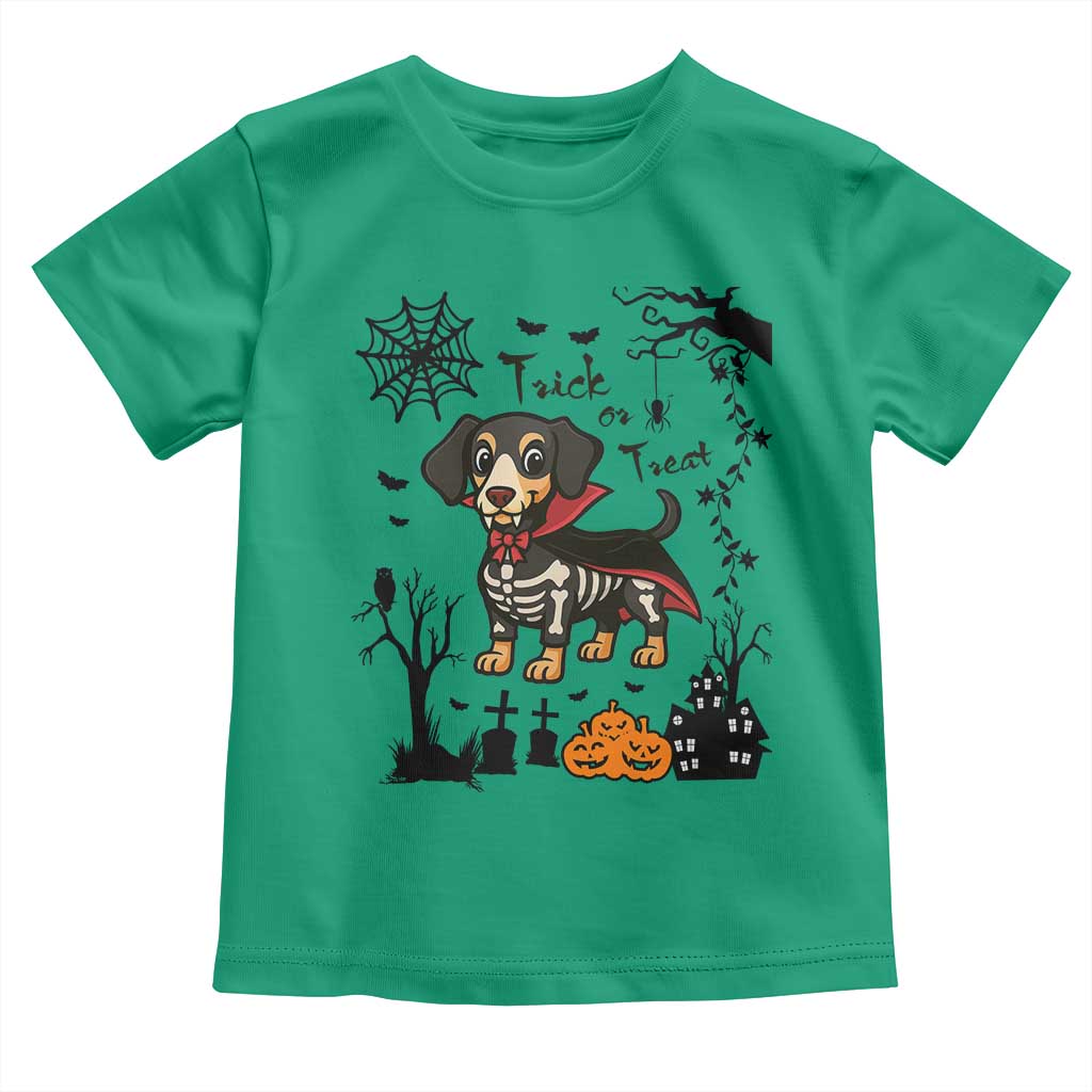Funny Halloween Gift Toddler T Shirt Trick Or Treat With My Dachshund Dracula - Wonder Print Shop