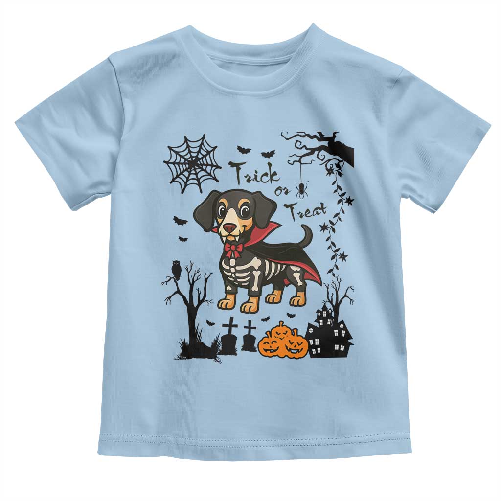 Funny Halloween Gift Toddler T Shirt Trick Or Treat With My Dachshund Dracula - Wonder Print Shop