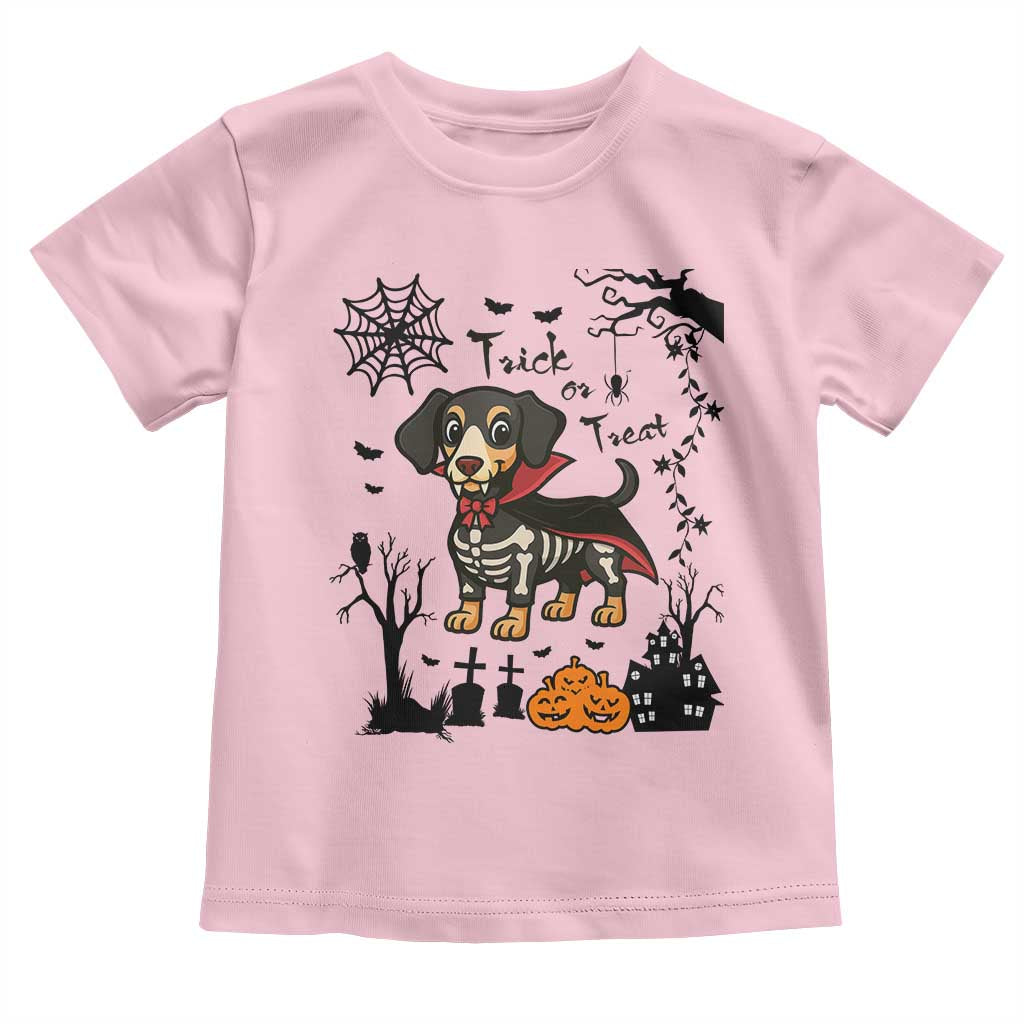 Funny Halloween Gift Toddler T Shirt Trick Or Treat With My Dachshund Dracula - Wonder Print Shop