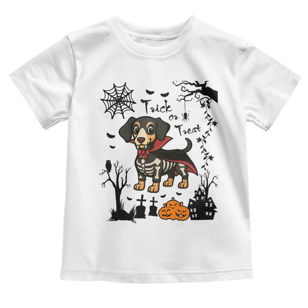 Funny Halloween Gift Toddler T Shirt Trick Or Treat With My Dachshund Dracula - Wonder Print Shop
