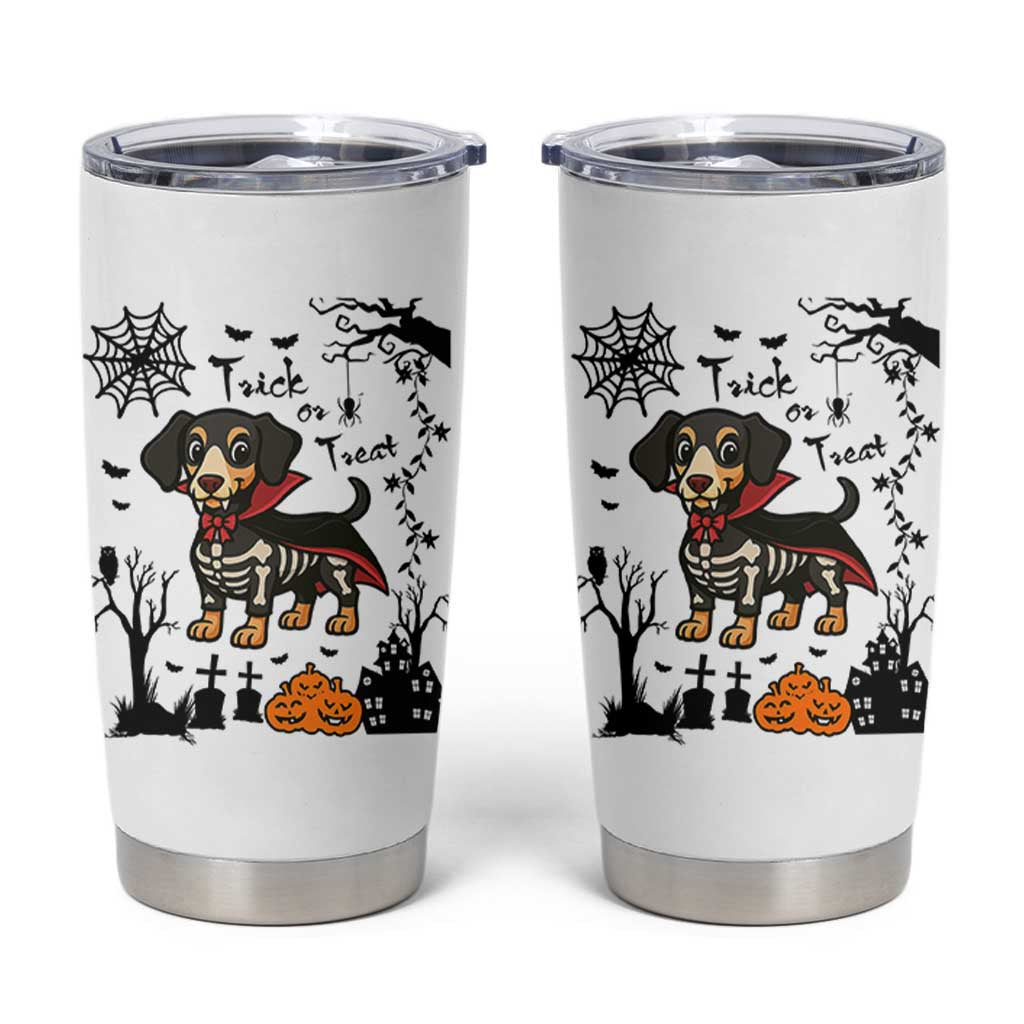 Funny Halloween Gift Tumbler Cup Trick Or Treat With My Dachshund Dracula