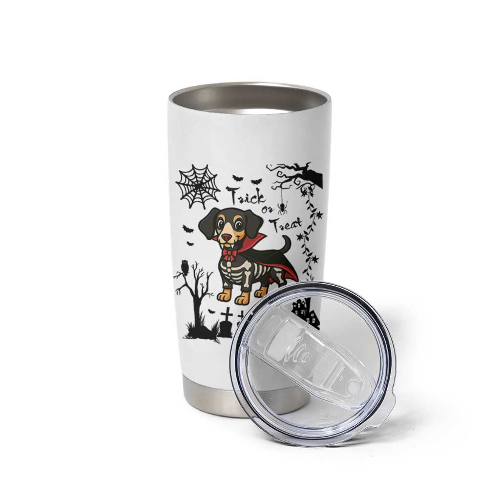 Funny Halloween Gift Tumbler Cup Trick Or Treat With My Dachshund Dracula