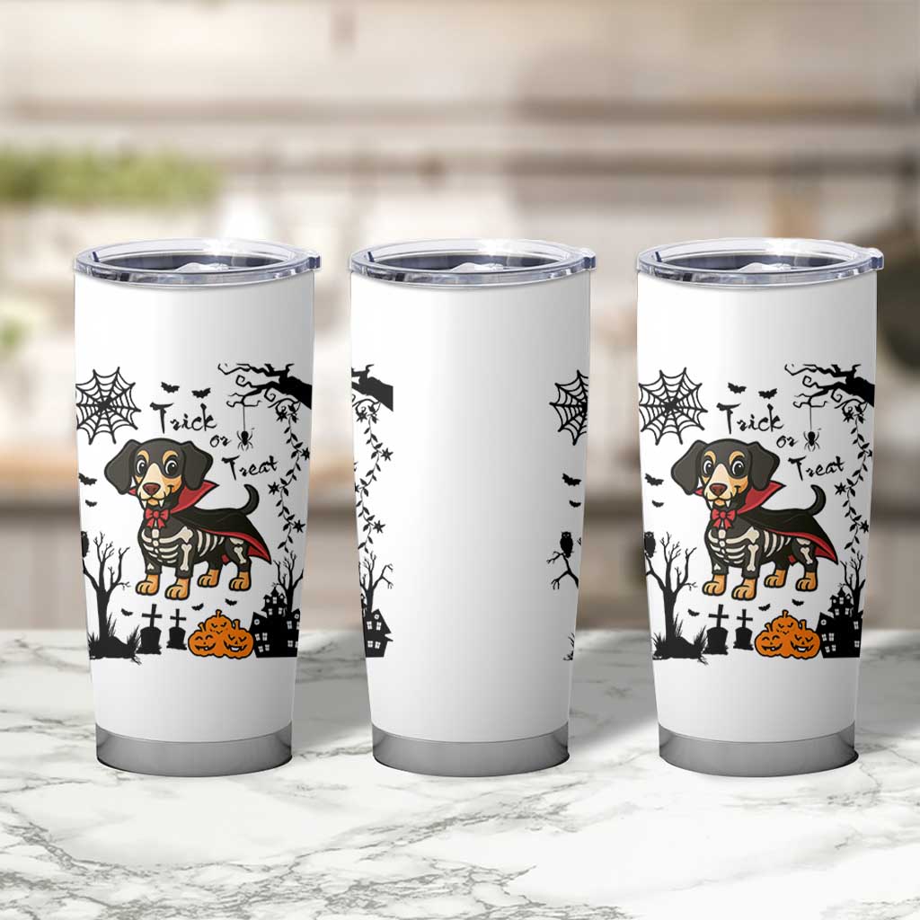 Funny Halloween Gift Tumbler Cup Trick Or Treat With My Dachshund Dracula