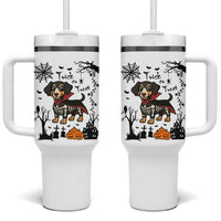 Funny Halloween Gift Tumbler With Handle Trick Or Treat With My Dachshund Dracula