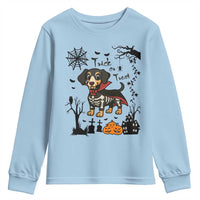 Funny Halloween Gift Youth Sweatshirt Trick Or Treat With My Dachshund Dracula - Wonder Print Shop