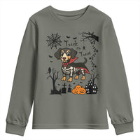 Funny Halloween Gift Youth Sweatshirt Trick Or Treat With My Dachshund Dracula - Wonder Print Shop