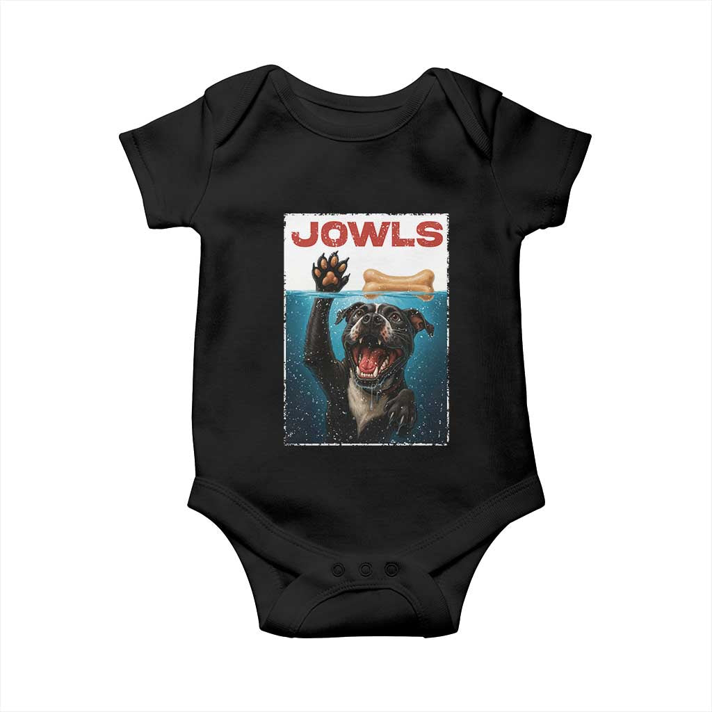 Pitbull Lover Baby Onesie Funny Jowls Horror Dog Poster - Wonder Print Shop