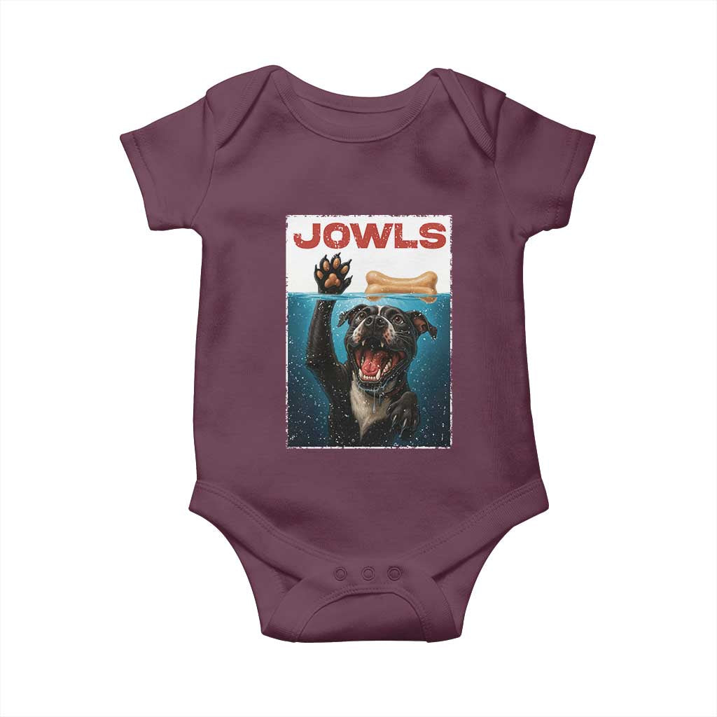 Pitbull Lover Baby Onesie Funny Jowls Horror Dog Poster - Wonder Print Shop