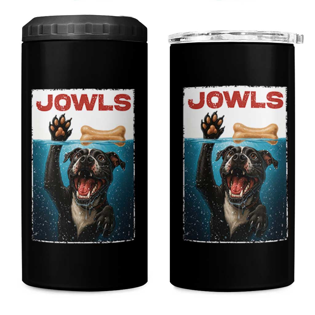 Pitbull Lover 4 in 1 Can Cooler Tumbler Funny Jowls Horror Dog Poster