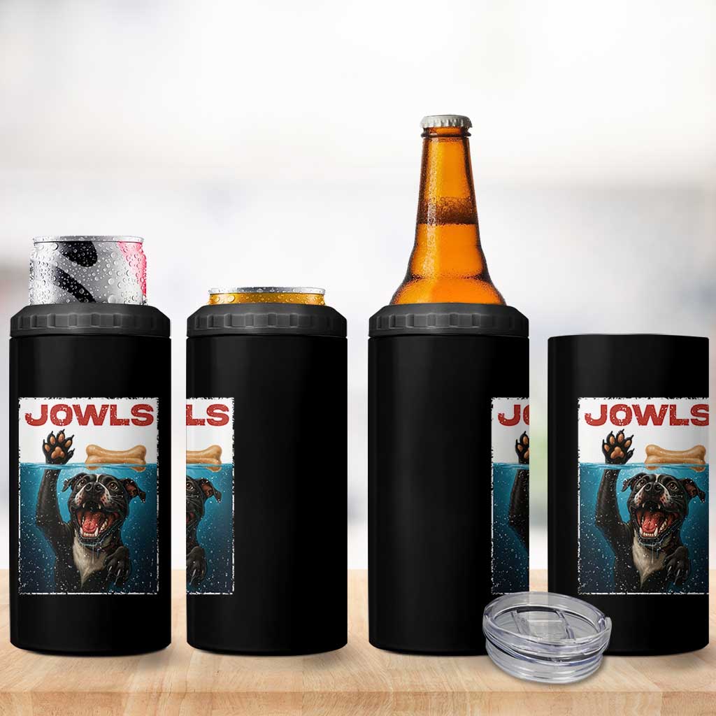 Pitbull Lover 4 in 1 Can Cooler Tumbler Funny Jowls Horror Dog Poster