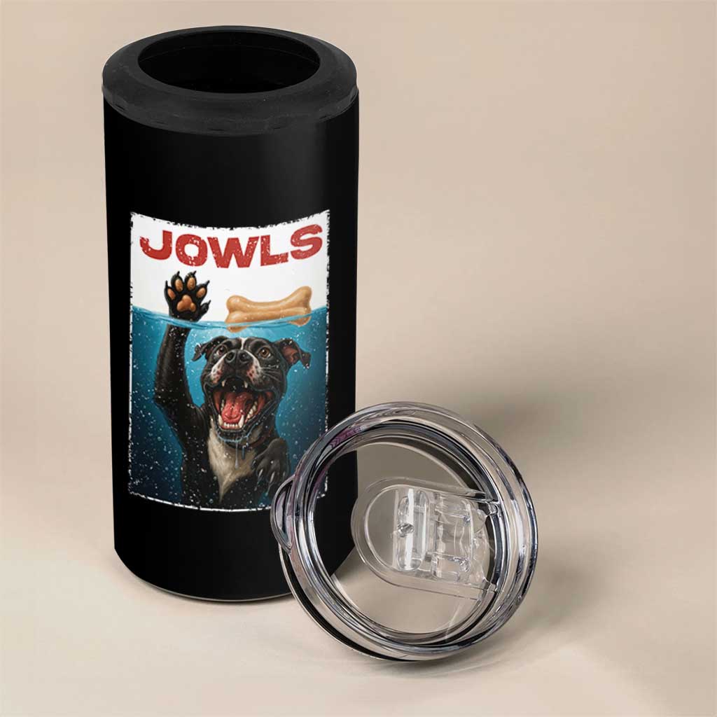 Pitbull Lover 4 in 1 Can Cooler Tumbler Funny Jowls Horror Dog Poster