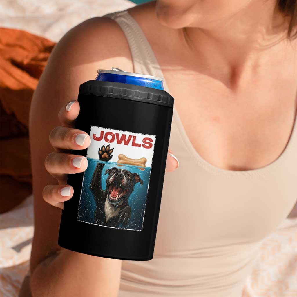 Pitbull Lover 4 in 1 Can Cooler Tumbler Funny Jowls Horror Dog Poster