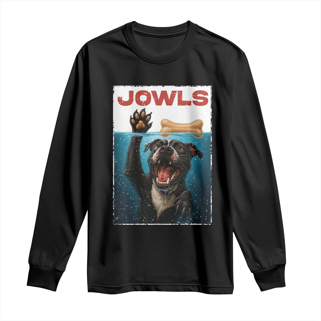 Pitbull Lover Long Sleeve Shirt Funny Jowls Horror Dog Poster - Wonder Print Shop