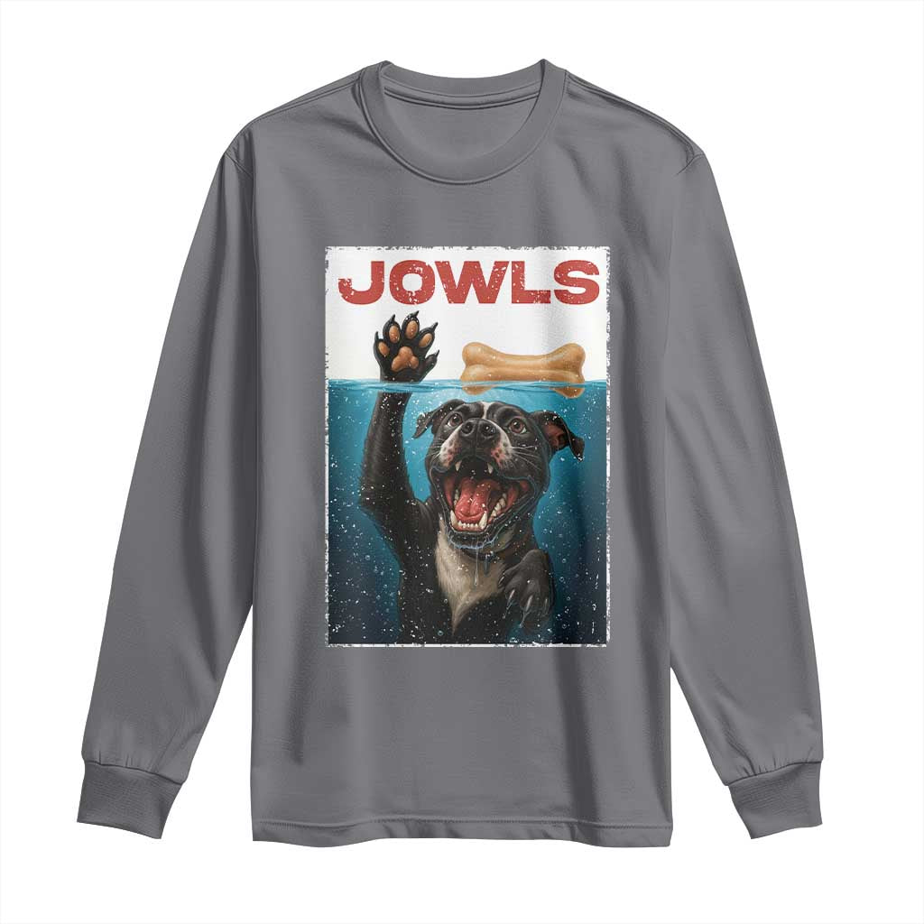 Pitbull Lover Long Sleeve Shirt Funny Jowls Horror Dog Poster - Wonder Print Shop