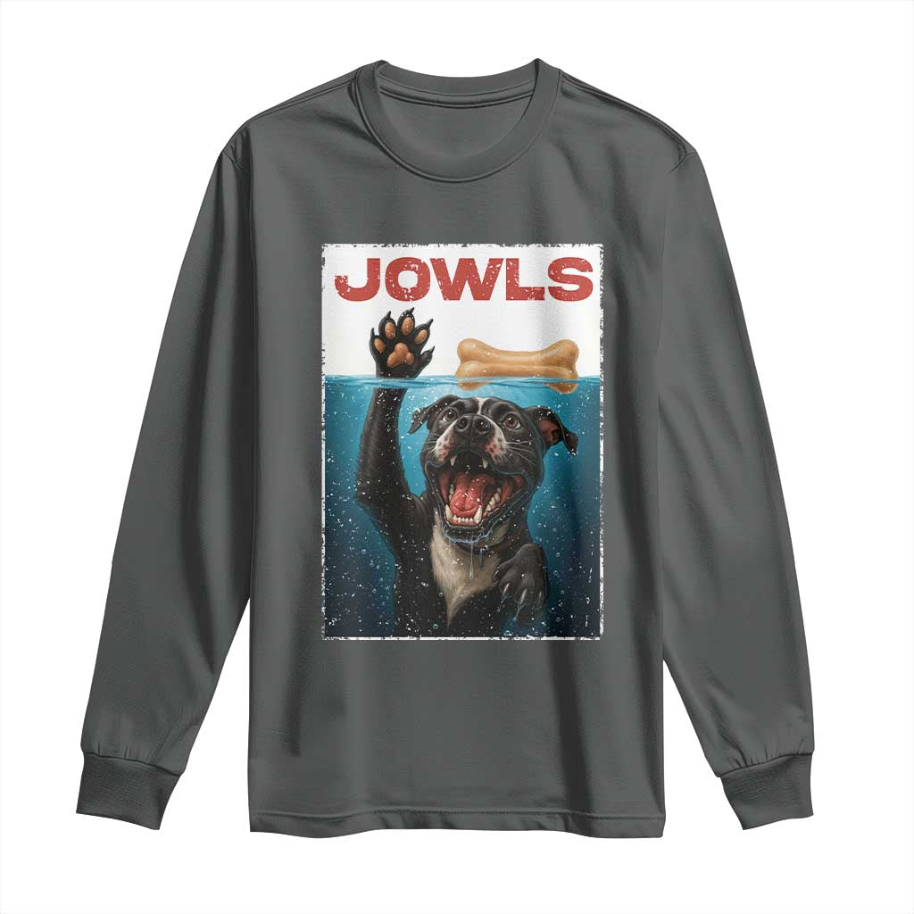 Pitbull Lover Long Sleeve Shirt Funny Jowls Horror Dog Poster - Wonder Print Shop
