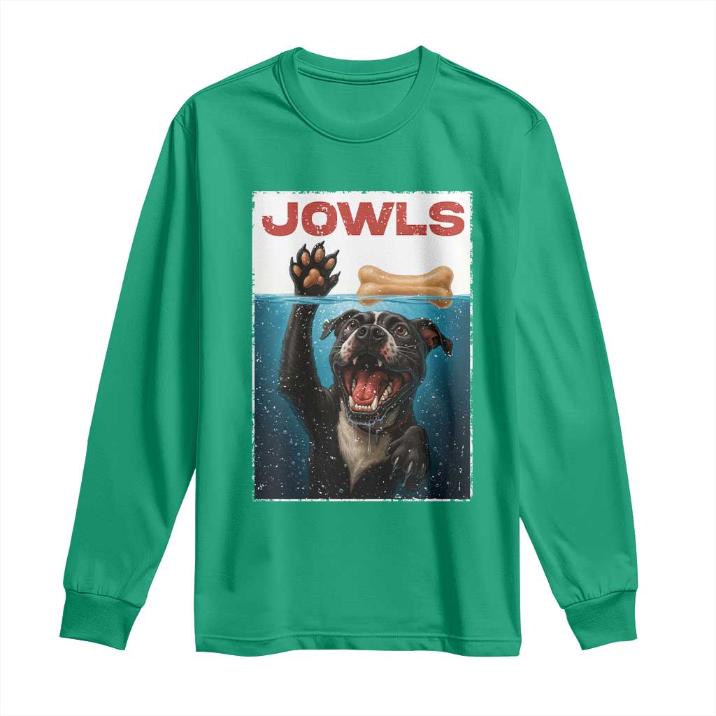 Pitbull Lover Long Sleeve Shirt Funny Jowls Horror Dog Poster - Wonder Print Shop