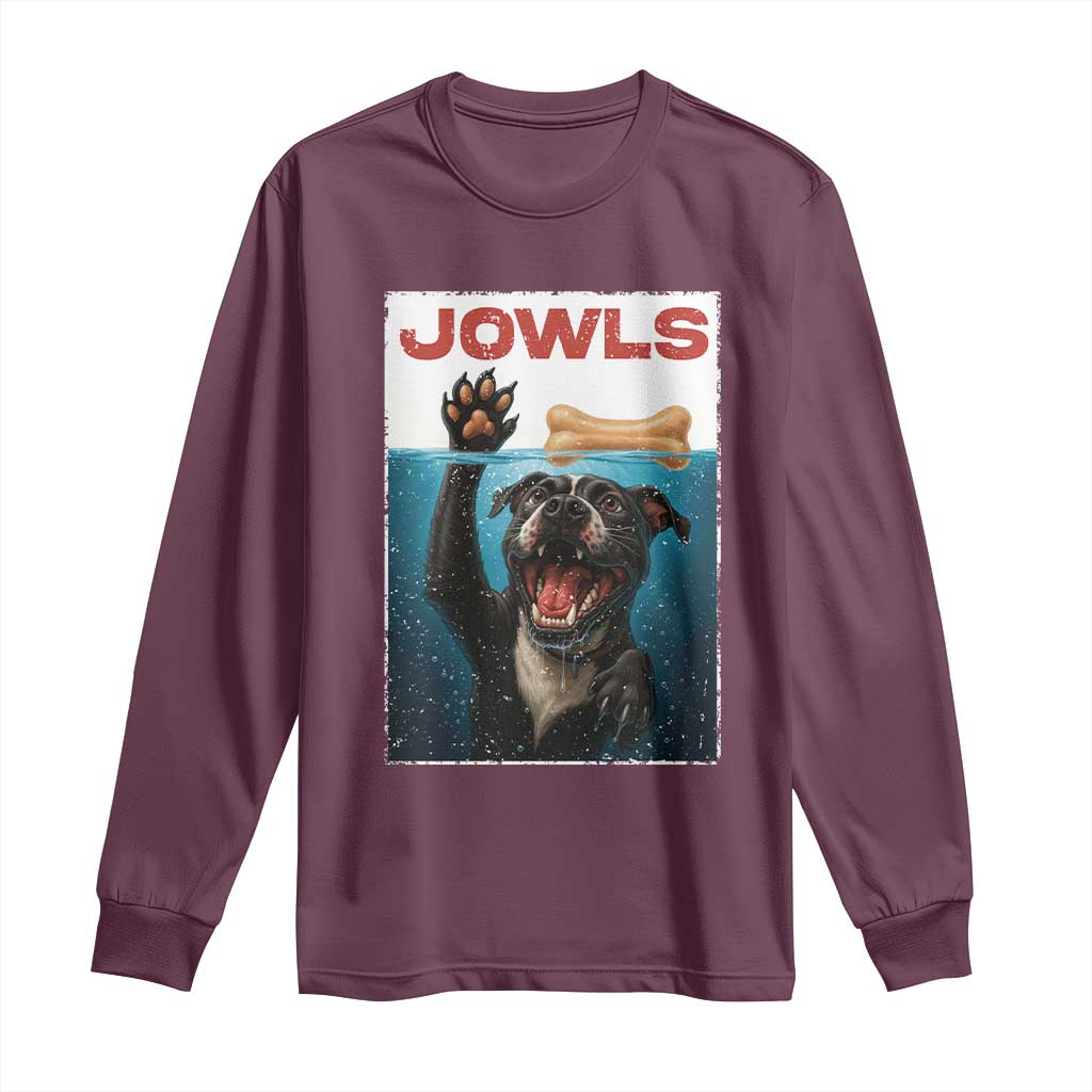 Pitbull Lover Long Sleeve Shirt Funny Jowls Horror Dog Poster - Wonder Print Shop