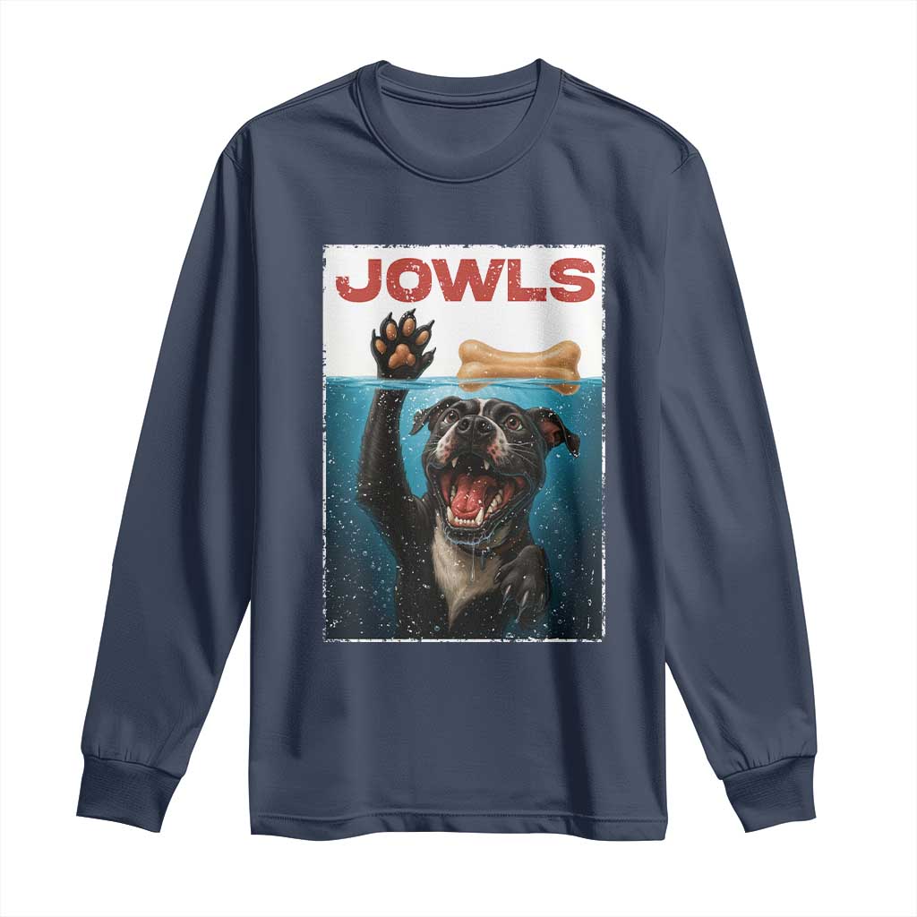 Pitbull Lover Long Sleeve Shirt Funny Jowls Horror Dog Poster - Wonder Print Shop