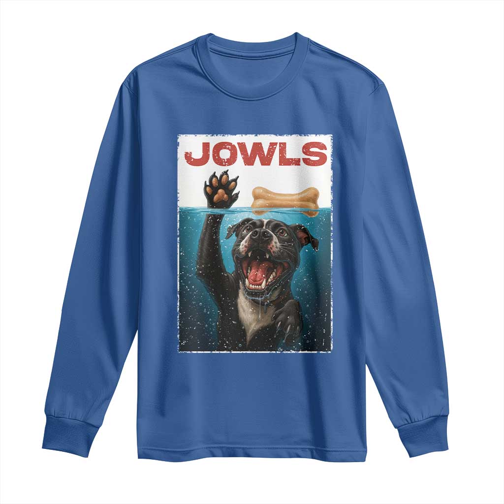 Pitbull Lover Long Sleeve Shirt Funny Jowls Horror Dog Poster - Wonder Print Shop