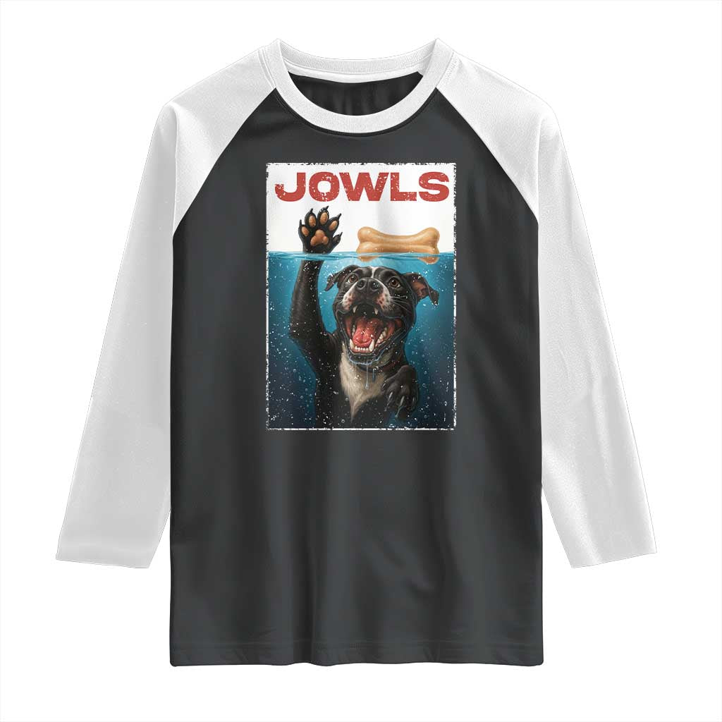Pitbull Lover Raglan Shirt Funny Jowls Horror Dog Poster - Wonder Print Shop