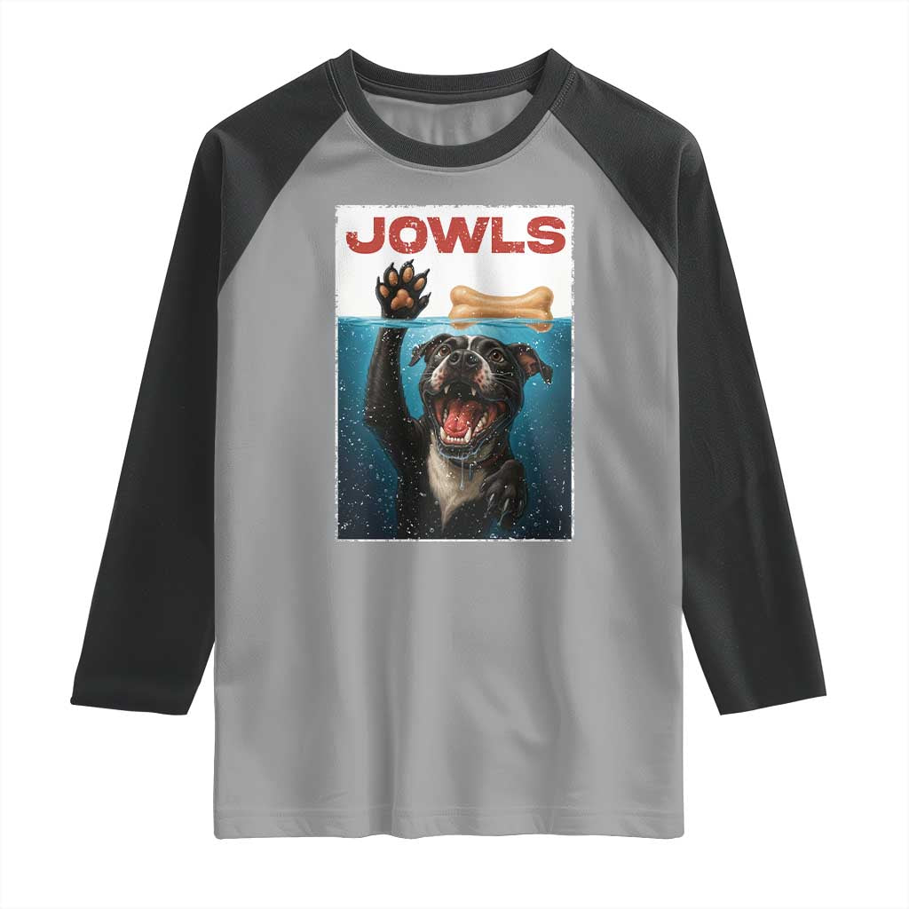Pitbull Lover Raglan Shirt Funny Jowls Horror Dog Poster - Wonder Print Shop