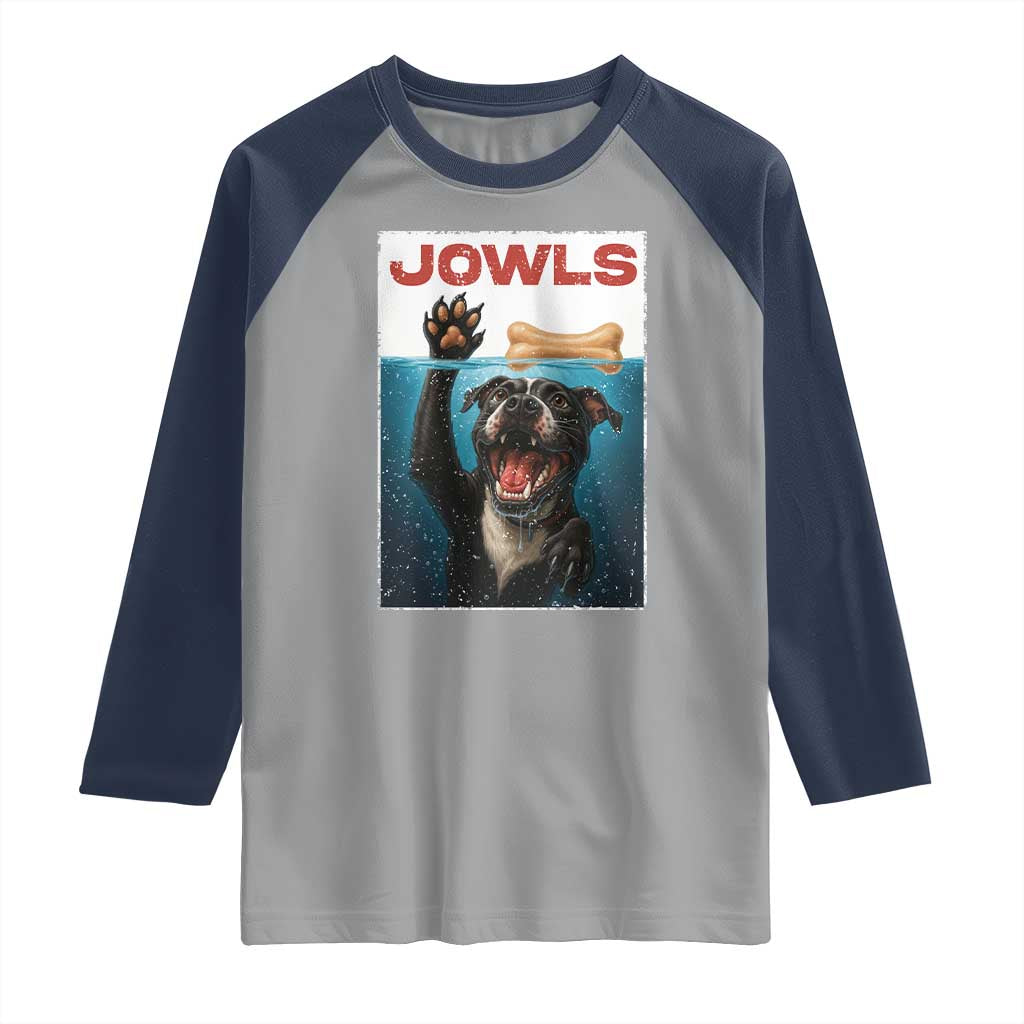 Pitbull Lover Raglan Shirt Funny Jowls Horror Dog Poster - Wonder Print Shop