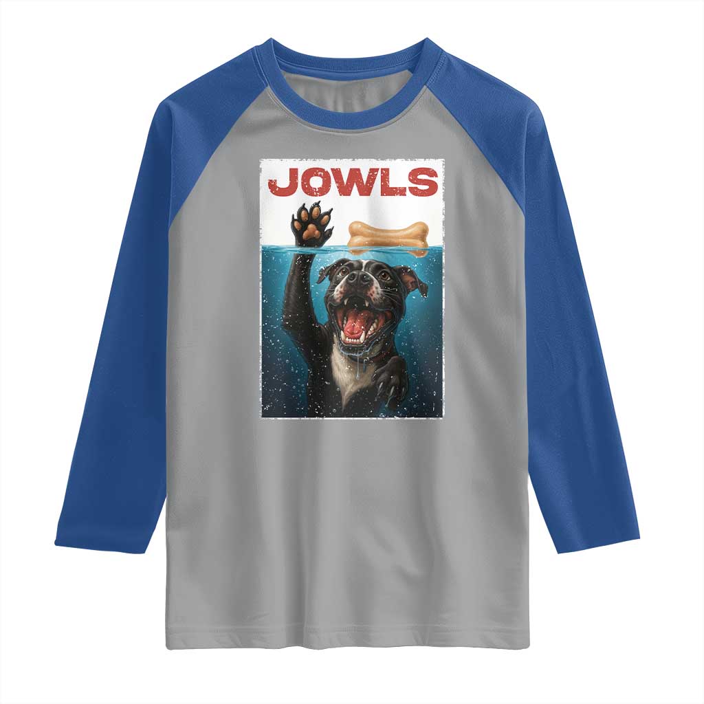 Pitbull Lover Raglan Shirt Funny Jowls Horror Dog Poster - Wonder Print Shop