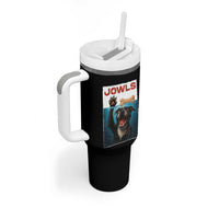 Pitbull Lover Tumbler With Handle Funny Jowls Horror Dog Poster