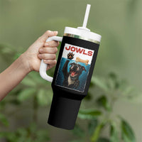 Pitbull Lover Tumbler With Handle Funny Jowls Horror Dog Poster