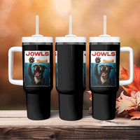 Pitbull Lover Tumbler With Handle Funny Jowls Horror Dog Poster