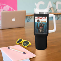 Pitbull Lover Tumbler With Handle Funny Jowls Horror Dog Poster
