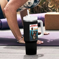 Pitbull Lover Tumbler With Handle Funny Jowls Horror Dog Poster