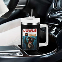 Pitbull Lover Tumbler With Handle Funny Jowls Horror Dog Poster