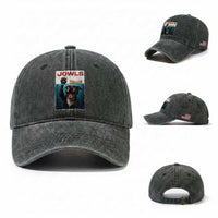Pitbull Lover Washed Cotton Baseball Cap Funny Jowls Horror Dog Poster