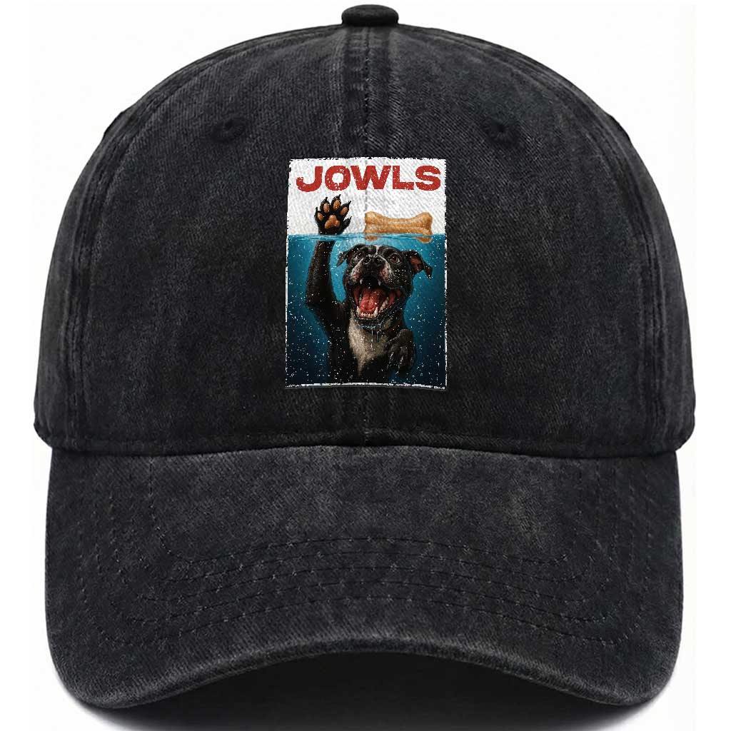 Pitbull Lover Washed Cotton Baseball Cap Funny Jowls Horror Dog Poster