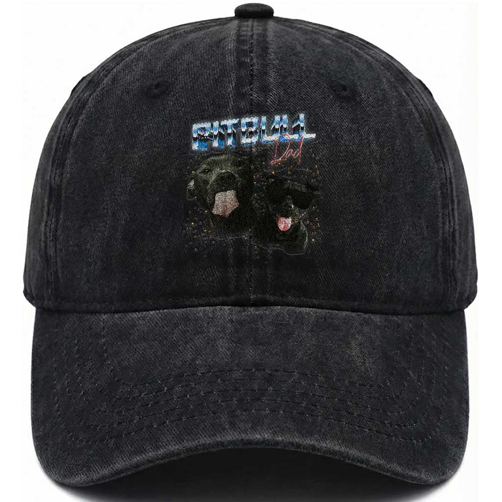 Pitbull Dad Washed Cotton Baseball Cap Funny Gift For Pitbull Lover